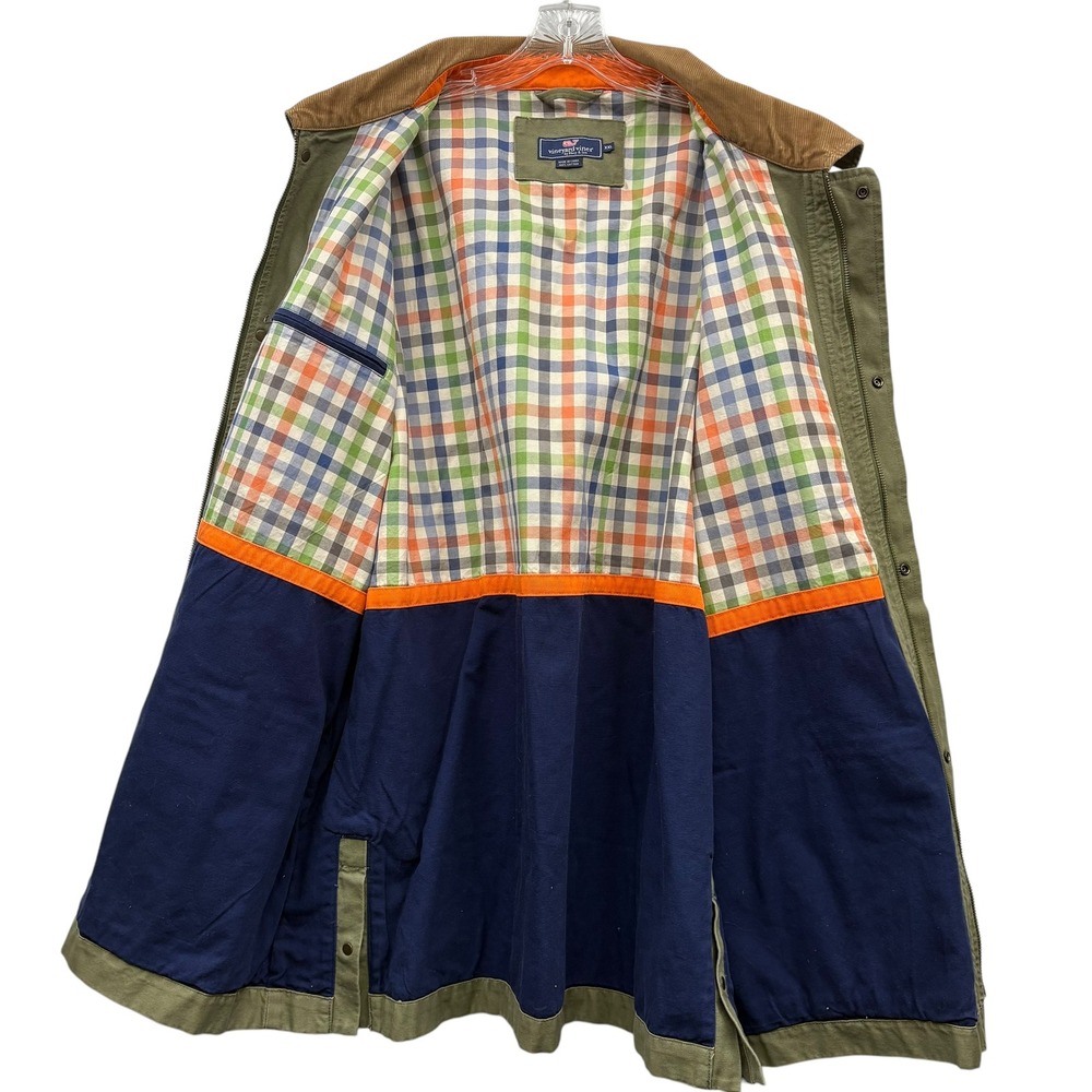Men's Olive Green Jacket with Brown Collar - Picture 3 of 12